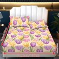 thumbnail image 6 of Jiueut Tulip Pattern 3 Pack Twin Size Bed Sheet Set, Easy Care Wrinkle Free Fitted Sheet and 2 Lightweight Pillow Cover Bedroom Decoration with Elastic Band, 6 of 7