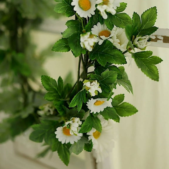 BalsaCircle 5 feet White Silk Daisy Flowers Garland Magnolia Leaves Hanging Vine Party Decorations