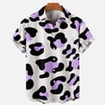 thumbnail image 2 of HAPIMO Men's Loose Shirts with Pocket Cow Print Tees Summer Short Sleeve Shirts Lapel Pullover Button Leisure Clothing Fashion Purple XXXXL, 2 of 4