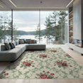 thumbnail image 2 of ODIKA 6'x9' Washable Area Rug Non-Slip, Chair-Friendly, Circle Semi Curved Romance Roses Foliage Ornamental Semicircle for Dining Room, Under Table, Office Décor, 2 of 7