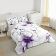 thumbnail image 3 of jejeloiu Vintage Flower Bedding Comforter Set,Modern Minimalist Desgin Twin Comforter Sets,Purple White Bedding Set For Men Women,Ultra Soft Home Decor Reversible,2 Pieces, 3 of 8