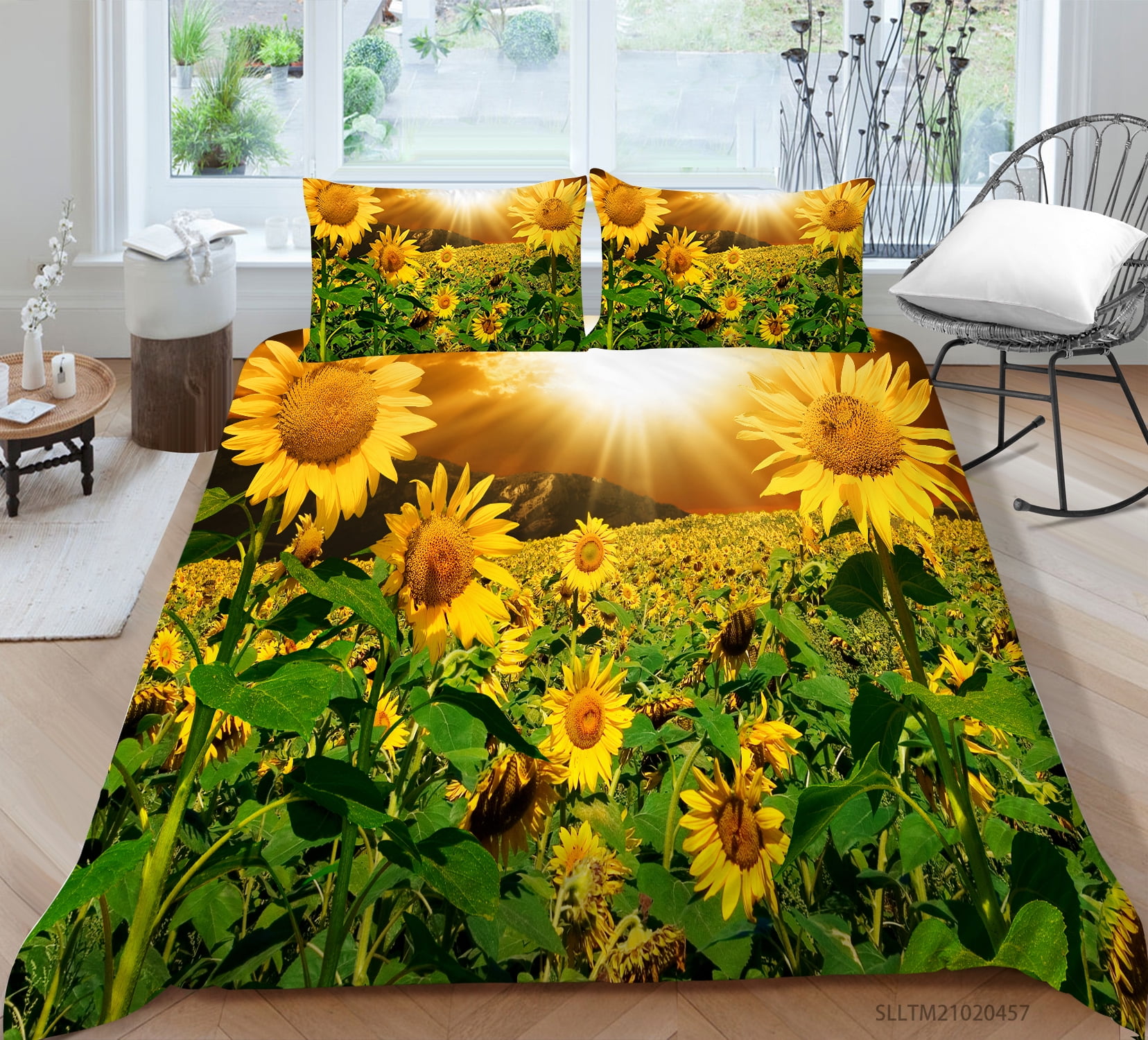 Wenjialing Fashionable 3d Sunflowers Printing Duvet Cover Set Highend