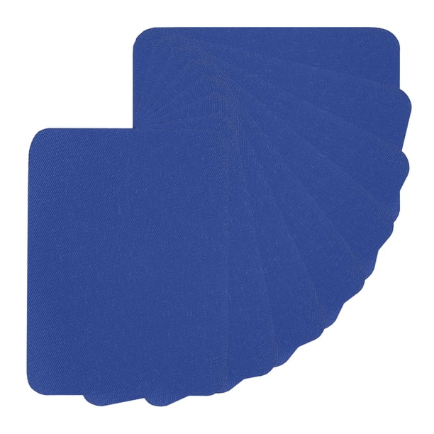 Uxcell 15Pcs Parches de Tela Planchar 5x4 pulgadas 100% Algodón Kit de Parches de Reparación para Ropa Pantalones Azul