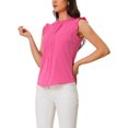thumbnail image 4 of INSPIRE CHIC Women's Sleeveless Blouse Ruffled Pleated Wear-to-Work Chic Blouse M Neon Pink, 4 of 6