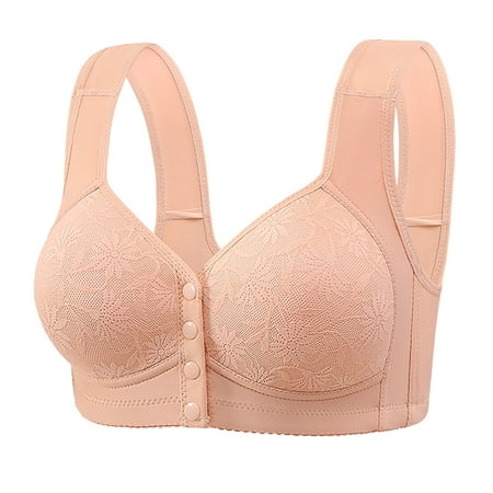 Gnurob Womens Front Closure Bras Lace Plus Size Brassiere Posture Full Coverage Bralette No Underwire Bra Back Support Underwear Comfort Breathable Bralettes Clearance Saving Pink 40