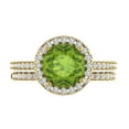 thumbnail image 2 of 2.56ct Brilliant Round Cut Natural Peridot 14k Yellow Gold Halo Solitaire with Accents Engagement Bridal Wedding Ring Band Set size 5, 2 of 7