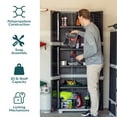thumbnail image 4 of Sunnydaze Lockable Adjustable 72" Plastic 4-Shelf Freestanding Garage Storage Cabinet, Charcoal with Gray Trim, 4 of 11