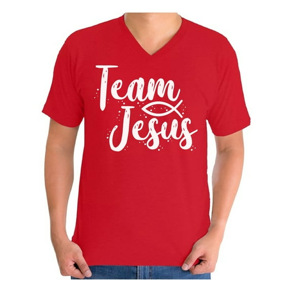 Awkward Styles Team Jesus Vneck Shirt for Men Christian Shirts Christian White Clothes for Men Team Jesus T-Shirt Christ Tshirt for Men Christian Gifts Jesus Shirts Jesus Clothing Collection for Men