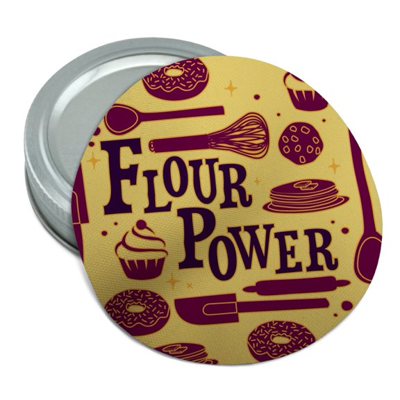 Flour Power Baking Baker Chef Cookie Cake Donut Funny Round Rubber Non-Slip Jar Gripper Lid Opener