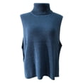 thumbnail image 7 of Tittly Vest for Women Waistcoat Vest Ladies' Solid Color Knit Turtleneck Pullover Loose Sleeveless Vest Vest Tops for Women Tank Tops Blue M, 7 of 7