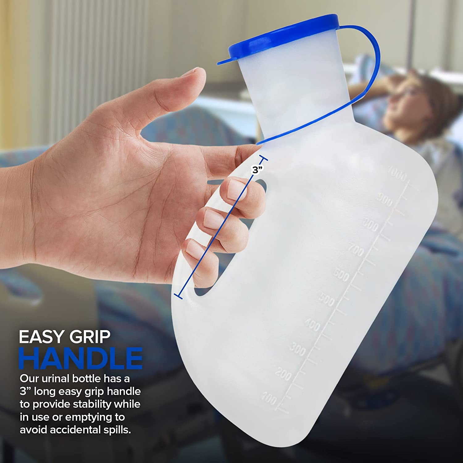 Unisex Urinal Bottle (1 Pack) - Portable Urinal for Women & Men - Female Urinal with Lid - 32 Oz Female Urination Device - Women Pee Funnel Cup for Emergency, Travel, Car & Camping - Stock Your Home