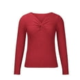 thumbnail image 6 of IROINNID Womens Sweater V-Neck Pullover Sweater Solid Color Leisure Mid-Length Long Sleeve Knitted Sweater Bottoming Shirt Tops Blouse, 6 of 8