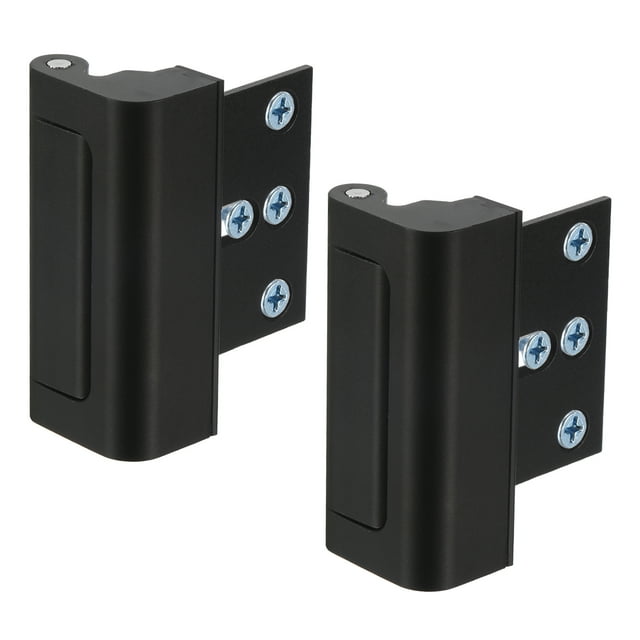 2 Juegos de Cerradura de Seguridad para Puerta, Cerradura de Refuerzo para Puerta Soporta 800lbs, para Pestillo de Puerta que Abre Hacia Dentro, Negro