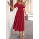 thumbnail image 3 of Vestido PRETTYGARDEN Verano 2025 Midi Cuello Cuadrado Rojo XXL, 3 of 6