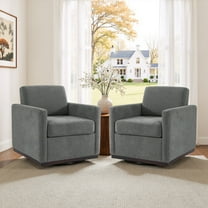 DREAMSIDEA Swivel Accent Chair Set of 2 with Thick Cushion Modern Upholstered Gray Barrel Chair Swivel Club Chair for Living Room&Bedroom