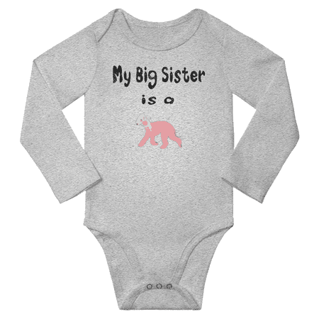 

My Big Sister is a Bedlington Terrier Dog Funny Baby Long Sleeve Clothing Bodysuits Boy Girl (Gray 0-6M)