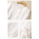 thumbnail image 5 of Camiseta de manga corta con cuello en V y bordado para mujer - Top fino y transpirable de alta densidad, mezcla de lino, M-XXL, 5 of 5