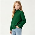 thumbnail image 4 of Girls Turtleneck Sweatshirt Casual Warm Long Sleeve Pullover Kids Fall Winter Tops Green 5T, 4 of 7