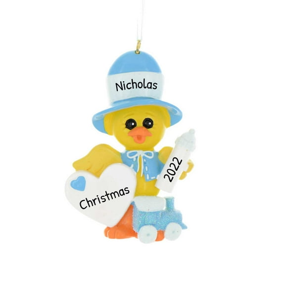 Personalized Babys First Christmas Ornament 2024 - My First Christmas Ornament 2024 - Baby Boy Duck First Christmas Ornament, 1st Christmas Baby Ornament 2024 - Free Customization