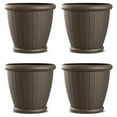 thumbnail image 1 of Suncast Willow 18" Diameter Decorative Wicker Patio Planter Pot, Java (4 Pack), 1 of 11