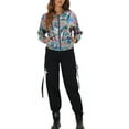 thumbnail image 2 of Chaqueta Brillante de Mujer Inspire Chic de Manga Larga Ligera con Cremallera y Capucha, Chaqueta Metálica S Multicolor-Cuadrado, 2 of 6