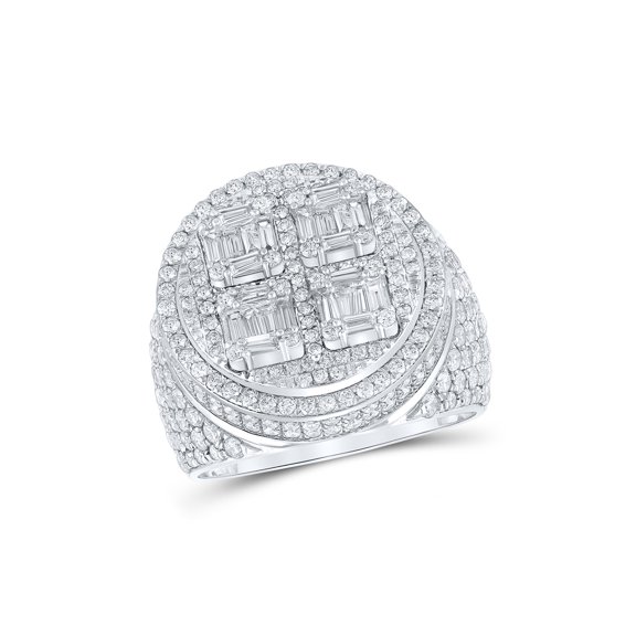 14kt White Gold Mens Baguette Diamond Circle Ring 3-7/8 Cttw