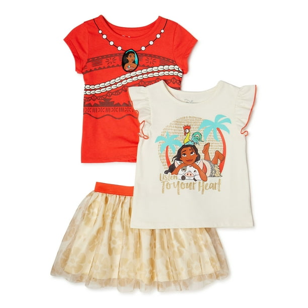 Moana Moana Baby Girls Toddler Girls Flutter Sleeve Top Tie Front T Shirt Scooter Skirt 3 Piece Outfit Set Sizes 12m 5t Walmart Com Walmart Com