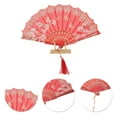 thumbnail image 3 of Unique Bargains Tassel Folding Fan 1 Pc for Weddings Parties Red, 3 of 5