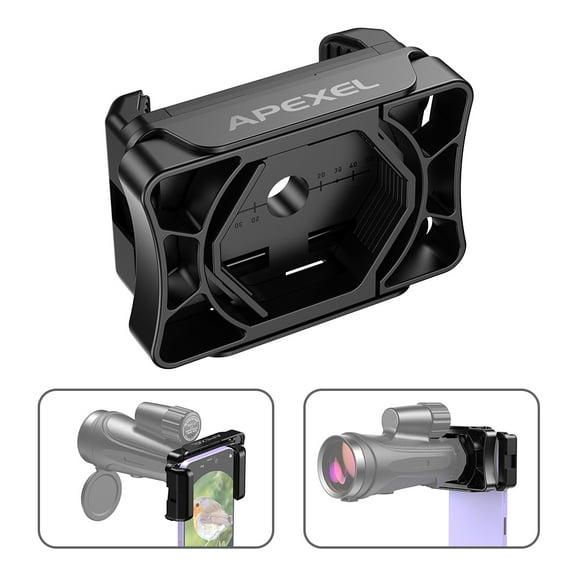 APEXEL Universel Télescope Smartphone Adaptateur pour Monoculaires Jumelles Microscope avec 23mm-50mm Oculaire Diamètre Réglable Smartphone Titulaire Clip pour Télescope