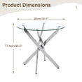 thumbnail image 4 of ZUGUL Sleek Modern Round Glass Dining Set for 4 Silver Metal Legs, Black Upholstered Chairs, 8mm Tempered Glass Table, Compact for Kitchen, 4 of 6