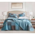 thumbnail image 2 of Chezmoi Collection 3-Piece Cotton Patchwork Quilt Set, Solid Plaid Multi Striped Lightweight Reversible Bedspread Set Queen Size, 2 of 7