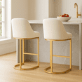 thumbnail image 3 of Leick Home Barrel Back Counter Stools with High Density Foam, White/Gold (Set of 2), 3 of 15