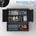 thumbnail image 3 of Garage Wall Cabinet with Locking Doors and Adjustable Shelf, Metal Wall Cabinet, Floating Upper Storage Cabinet (Black), 3 of 8