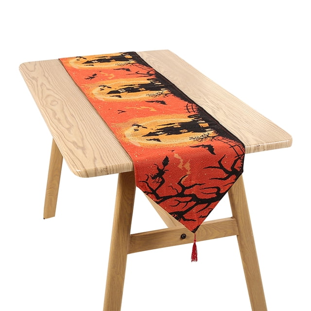 Diconna Halloween Table Flag Ghost Pumpkin Print Tablecloth Decorative Mat