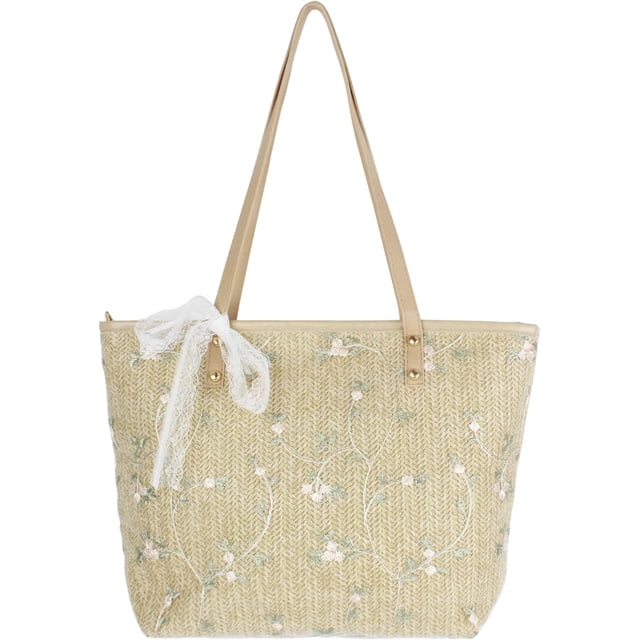LHSHID Fashion Handbags Women Woven Straw Bag Summer Beach Tote Purse