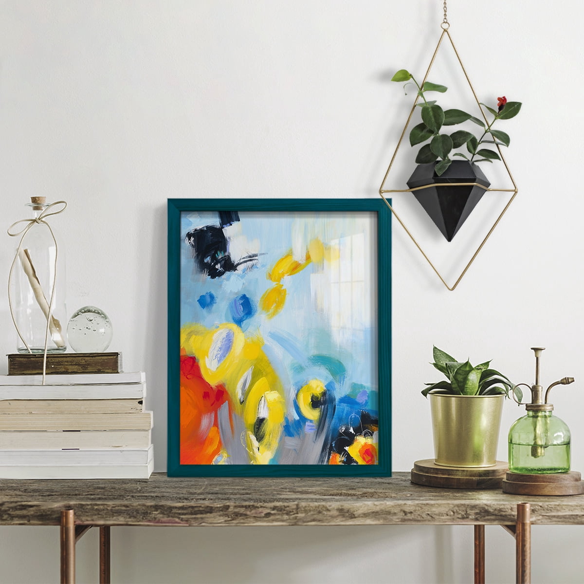 In the Loop III -Framed Print w/glass-Ocean Blue
