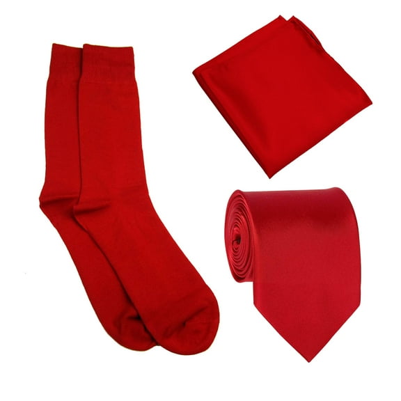 Red Mens Tie Sock and Hanky Set