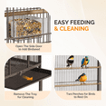 thumbnail image 5 of Ktaxon 53 Inch Brown Standing Metal Bird Cage with Rolling Wheel Stand, Large Vertical Parrot Cage with Storage Shelf & Pull Out Tray for Small Medium Birds, 5 of 6