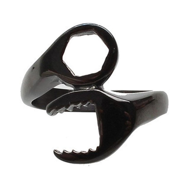 Los Hombres Del Punk Anillos Llave De Acero Inoxidable 316L Del Motorista Simple Mecánico Negro De Estados Unidos 12