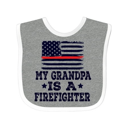 

Inktastic Firefighter Grandpa Fireman Flag Gift Baby Boy or Baby Girl Bib