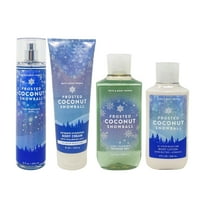 Bath and Body Works Frosted Coconut Snowball 4 Piece Deluxe Gift Set - Includes Fine Fragrance Mist, Ultimate Hydration Body Cream, Body Lotion, and Shower Gel - Full Size