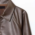 thumbnail image 5 of Miluxas Womens Oversized Jackets Faux Leather Casual Long Sleeve Zip up Trendy Bomber Motorcycle Jacket with Pockets Coffee S(S), 5 of 9