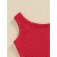 thumbnail image 6 of Niusricy 4th of July Clothes for Baby Girls 6M 12M 18M 2T 3T 4T Toddler Solid Color Cropped Vest One Shoulder Sleeveless Tank Tops Stars Print Rufflesshion 2Pcs Summer Outfits Sets for Party, 6 of 8