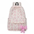 thumbnail image 2 of Lusa Corduroy Bow Print Backpacks for Students Preppy 15 Inch Large Capacity Double Shoulder Schoolbag Trendy Versatile Lightweight Casual Back to School Season Bookbag White One Size, 2 of 8