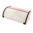 thumbnail image 1 of jifeng Iron Bread Box Bread Pastry Box Case with Roll Top Lid Kitchen Storage Container White Pink L, 1 of 9