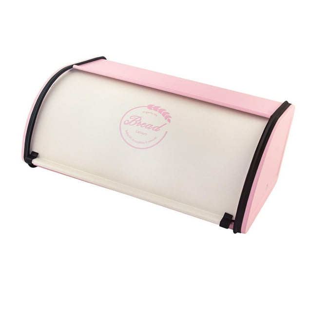 Caja de pan de hierro, caja de pan, caja de repostería con tapa enrollable, contenedor de almacenamiento de cocina Blanco Rosa L