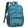 thumbnail image 2 of Monster Cartoon Truck Blue Pattern 17" Waterproof Oxford School Backpacks for Teens, S-Shape Padded Straps, for School, Travel, Hiking, Camping, 2 of 5
