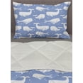 thumbnail image 3 of Whale Comforter & Sham Bedding Set, Themed Monochromatic Silhouette Pattern with Underwater Mammal Print, 3 pcs Duvet Set Microfiber Filling Quilt, 5 Sizes, Ceil Blue and White, by Ambesonne, 3 of 4