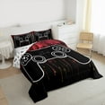 thumbnail image 3 of jejeloiu Modern Gamer Gaming Queen Comforter Set,Cartoon Console Game Bedding Sets,Red Black Bedding Comforter Set For Boys Teens,Ultra Soft Home Decor Reversible,3pcs, 3 of 8
