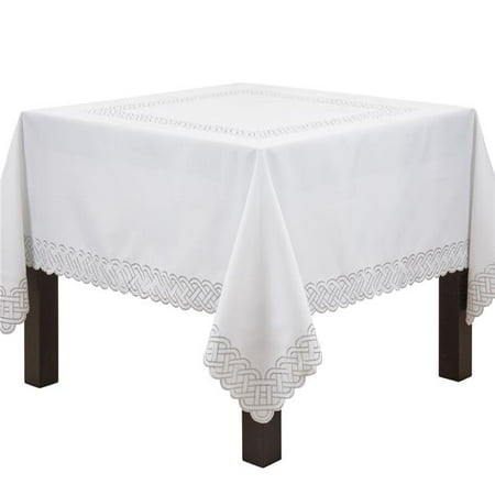 

Saro Lifestyle 1729.S70S 70 in. Braid Embroidered Square Tablecloth Silver